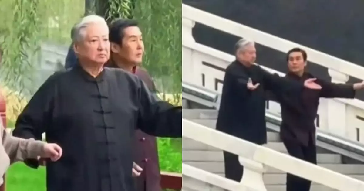 洪金寶西安會武術名將 寺內耍太極步履穩健精神佳