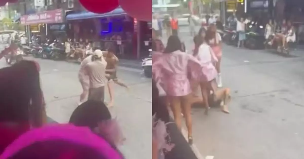 泰酒吧街上演MMA！3男街頭爆爭執反遭數女子圍毆壓制