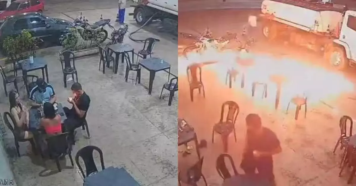巴西男加油站旁抽煙火柴掉落引燃油氣釀巨大火球 幸無人員傷亡