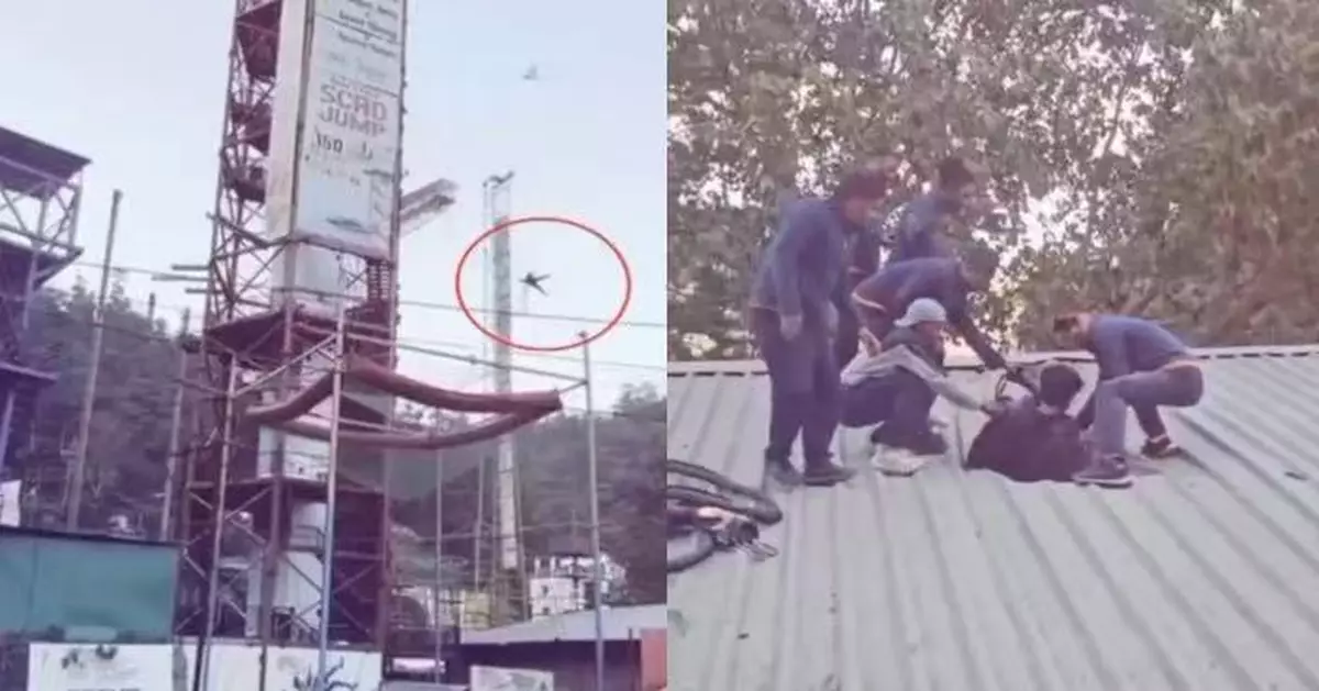 玩笨豬跳安全繩突斷裂 印度男55米高空直墮鐵皮屋頂命危送院