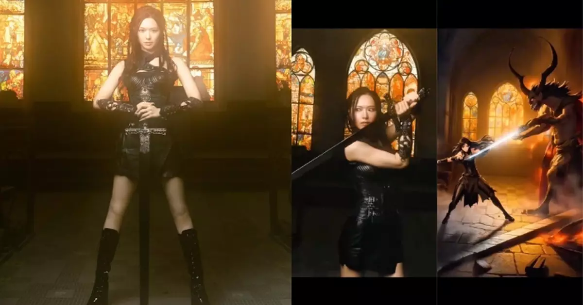 馮盈盈萬聖節化身型爆女戰士 AI動畫與惡魔激戰