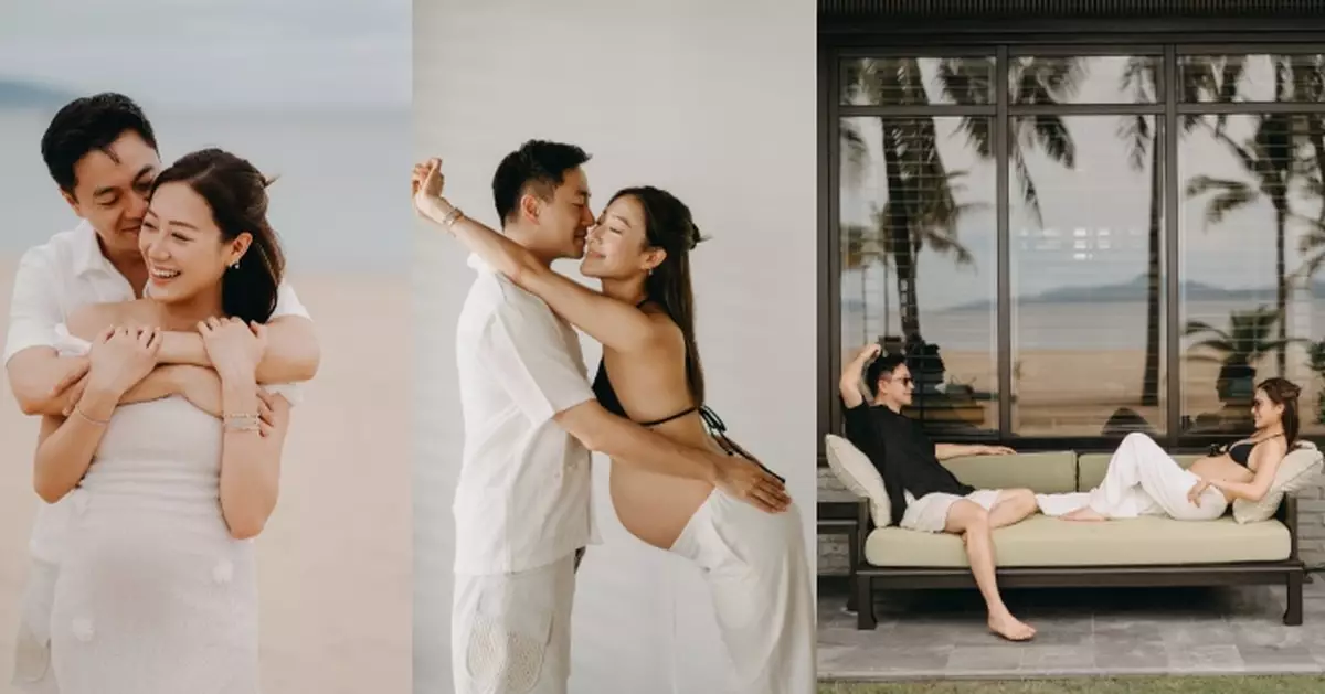 前港姐丁子田離巢後嫁富二代準備做媽媽 Sara陀巨肚與老公拍唯美孕照紀錄美麗時光