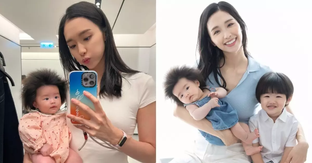 曾淑雅分享細女成長點滴 一對仔女同樣髮量驚人似足真人Monchichi