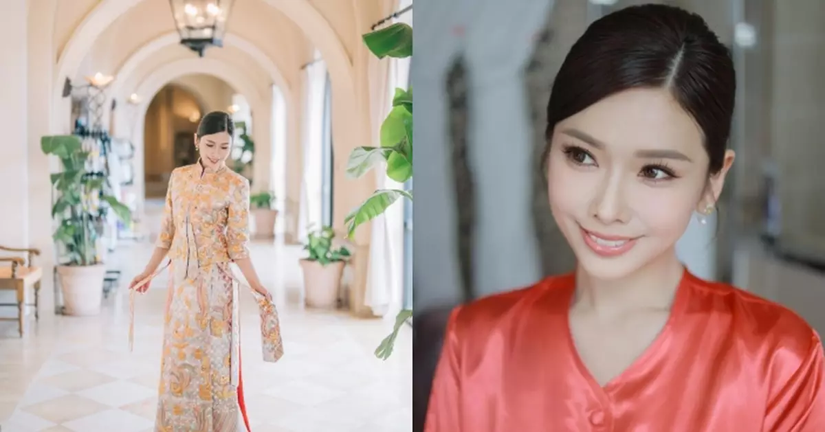 前TVB主播梁凱寧沖繩完婚 頂級「褂皇」金線裙褂展現典雅氣質