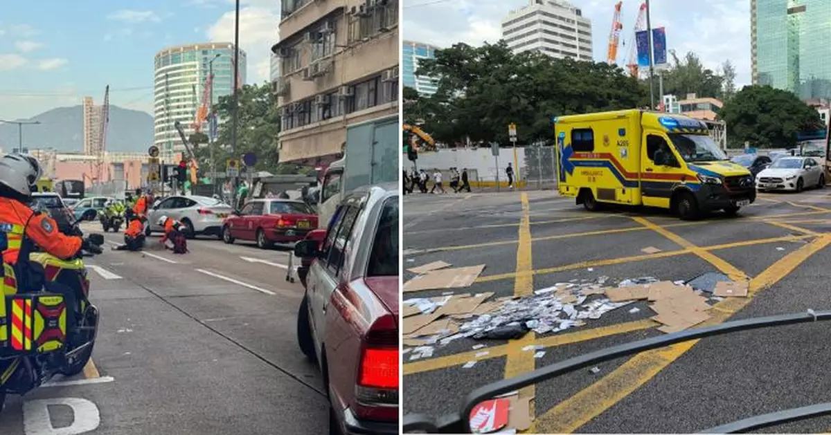 旺角老婦被旅遊巴撞倒亡 紙皮雜物散落一地 警拘男司機