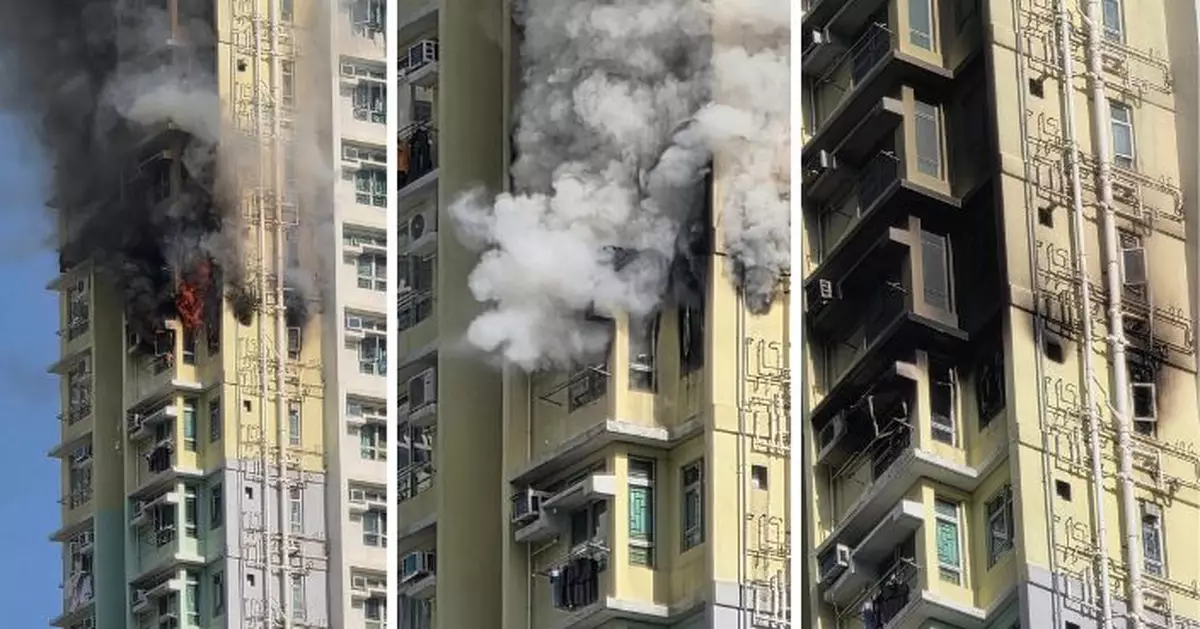 啟晴邨樂晴樓單位起火冒煙 消防救出一人