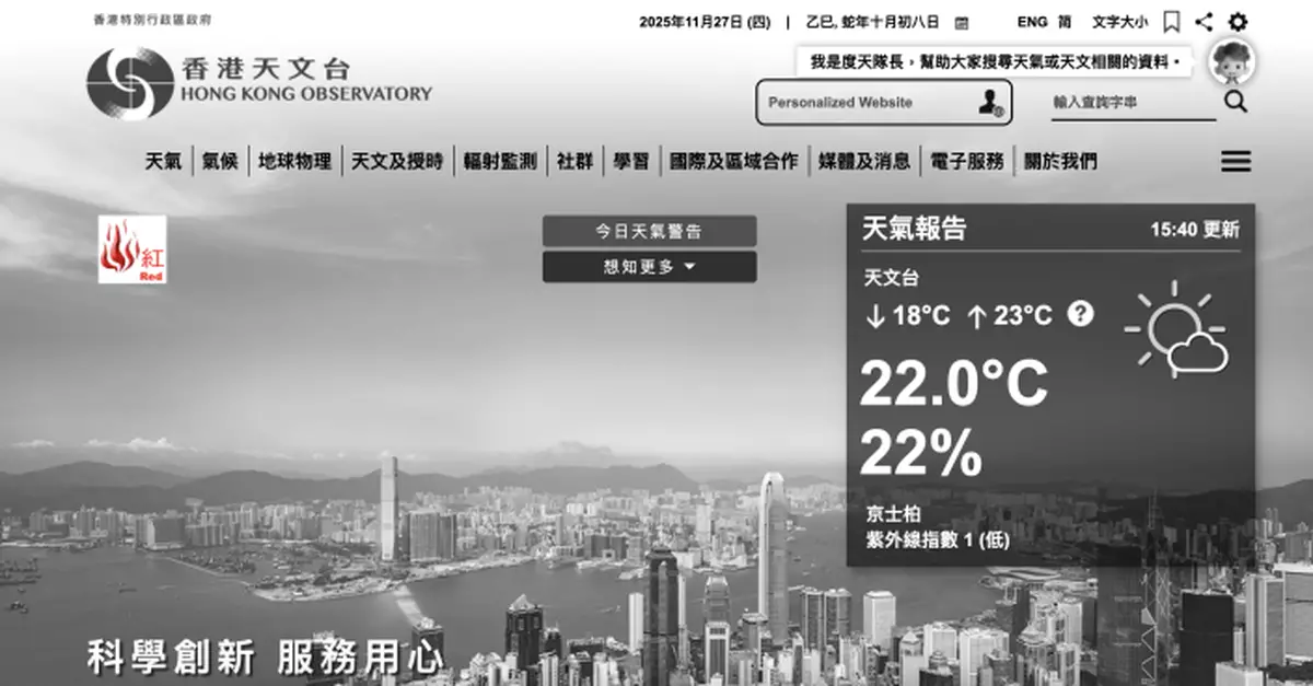 天氣 | 天文台：紅色火警危險警告生效 中午相對濕度僅16%