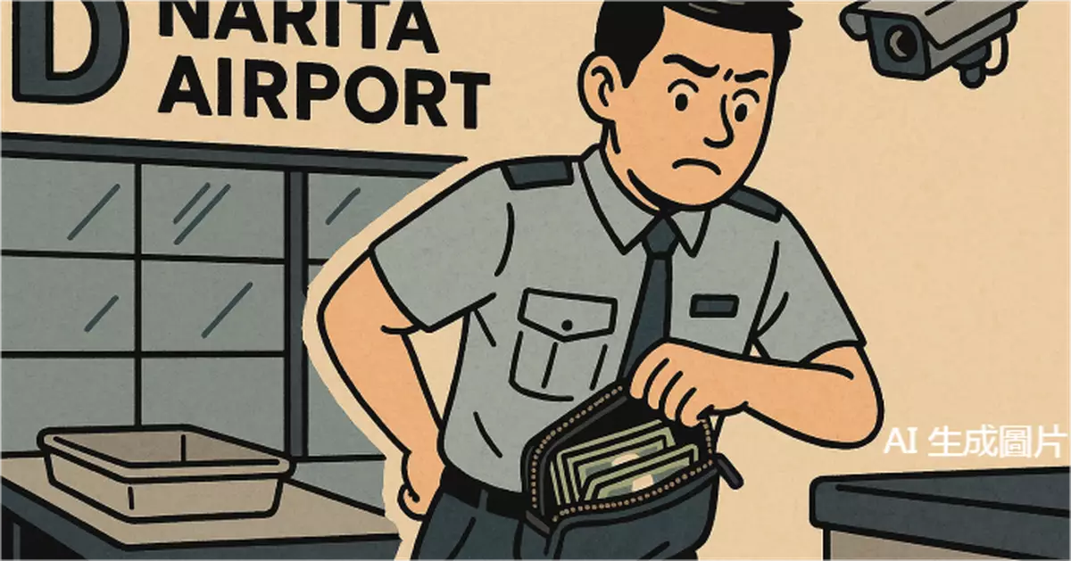 成田機場安檢員暗中「袋走」旅客遺漏64萬円現金 閉路電視拍下全程