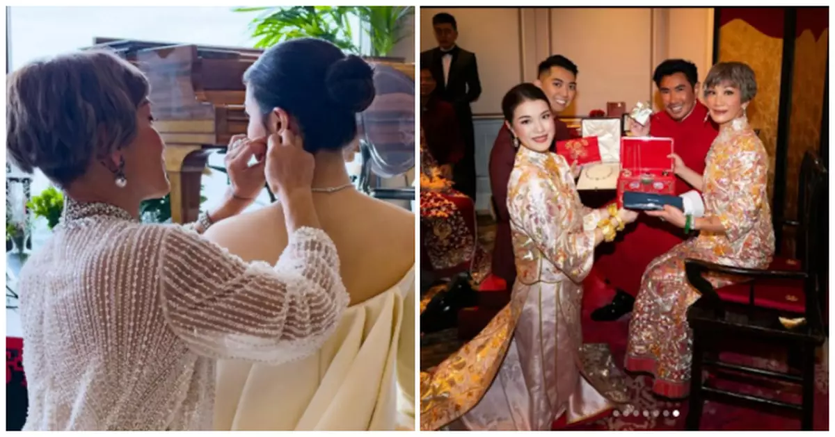 利希慎家族外曾孫女大婚  媽媽利蘊珍中式裙褂金線多過新娘勁搶Fo