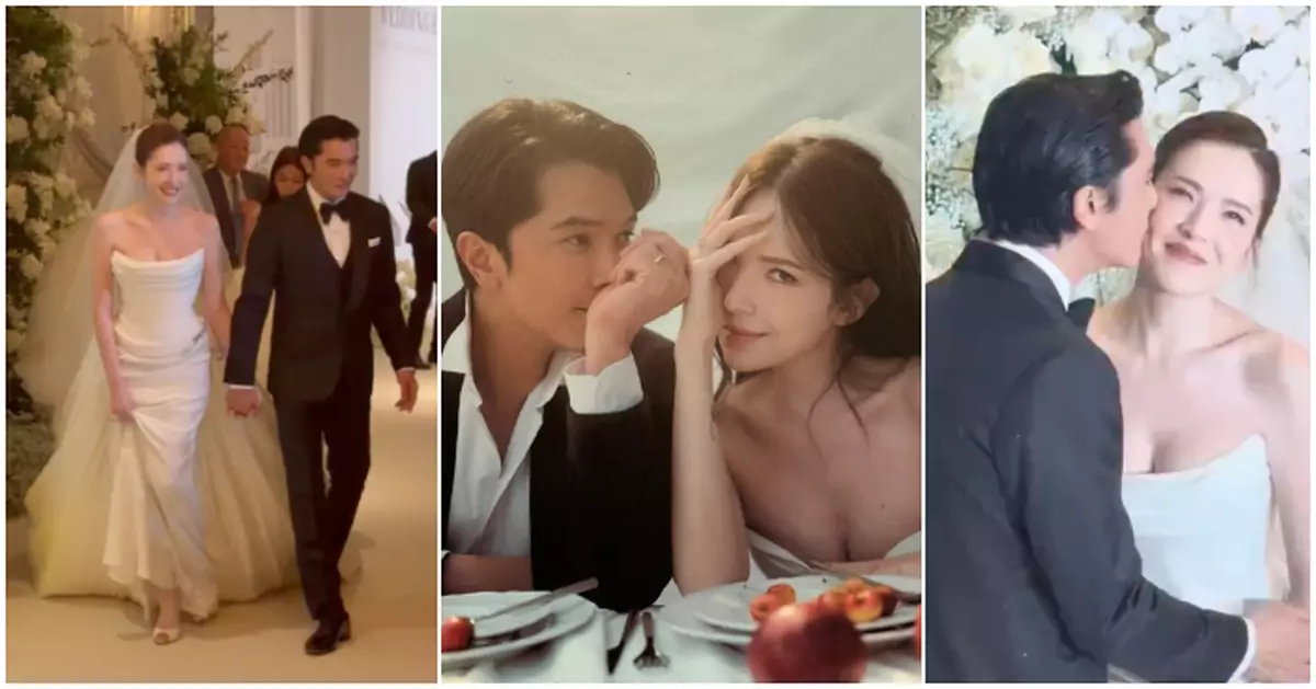 等足4年！邱澤許瑋甯補辦世紀婚禮  王力宏前妻李靚蕾低胸禮服現身