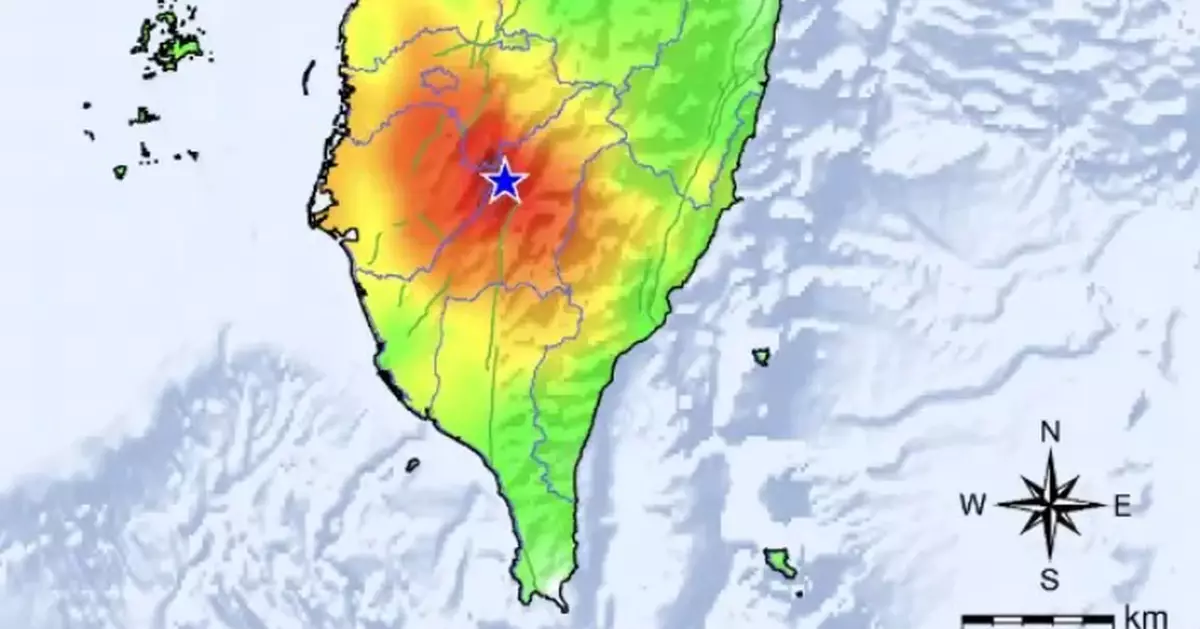台灣高雄甲仙區下午5.3級地震
