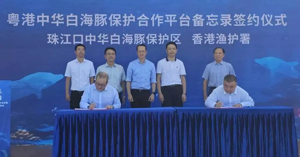 協同生態監測研究 漁護署與廣東省部門簽中華白海豚保護備忘錄