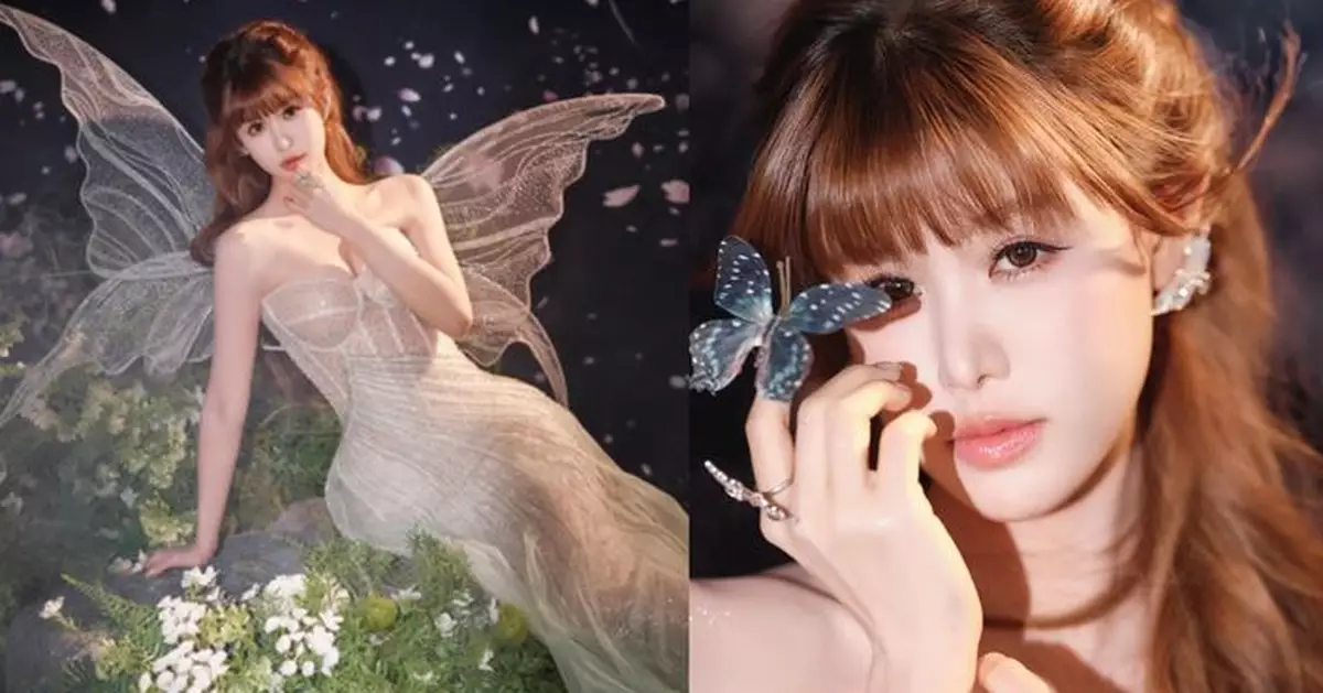 古佩玲化身蝴蝶仙子 低胸透視長裙示人