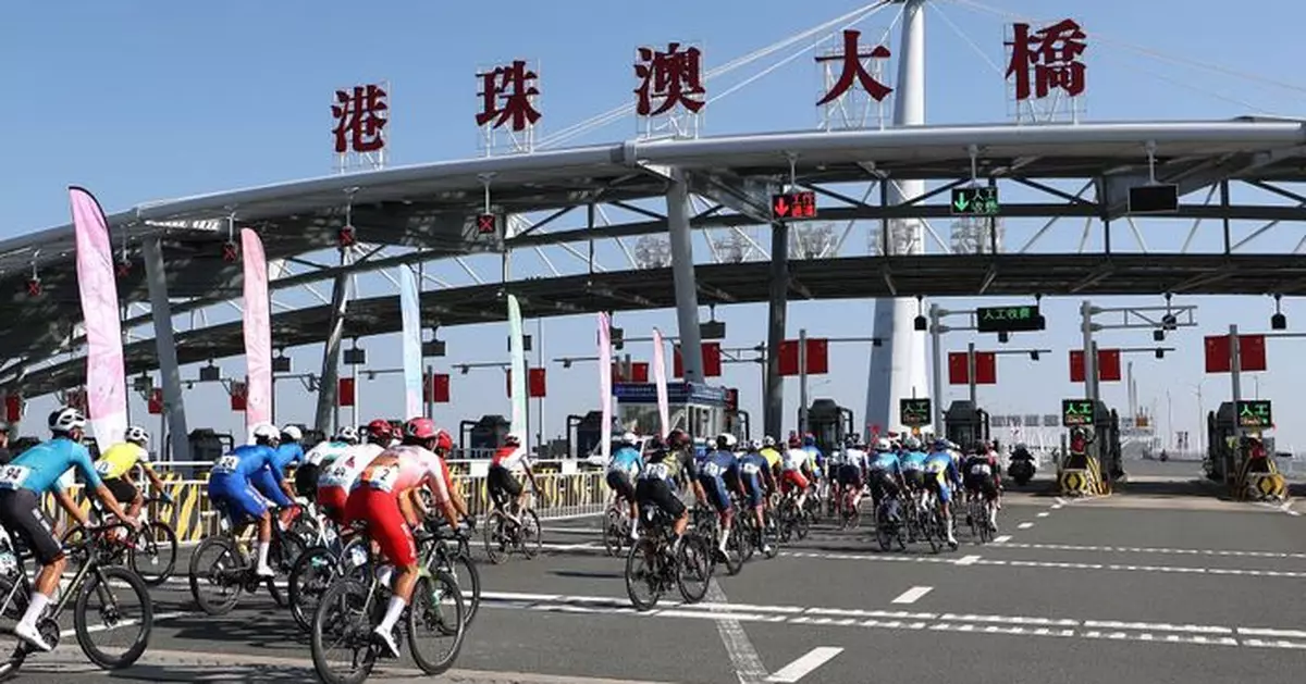全運會｜單車車隊進入澳門段　稍後經港珠澳大橋前往香港