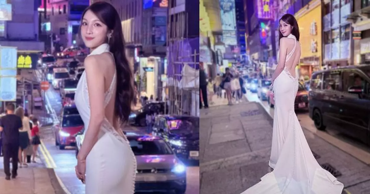 海兒中環街頭留倩影 大露背晚裝展完美身材