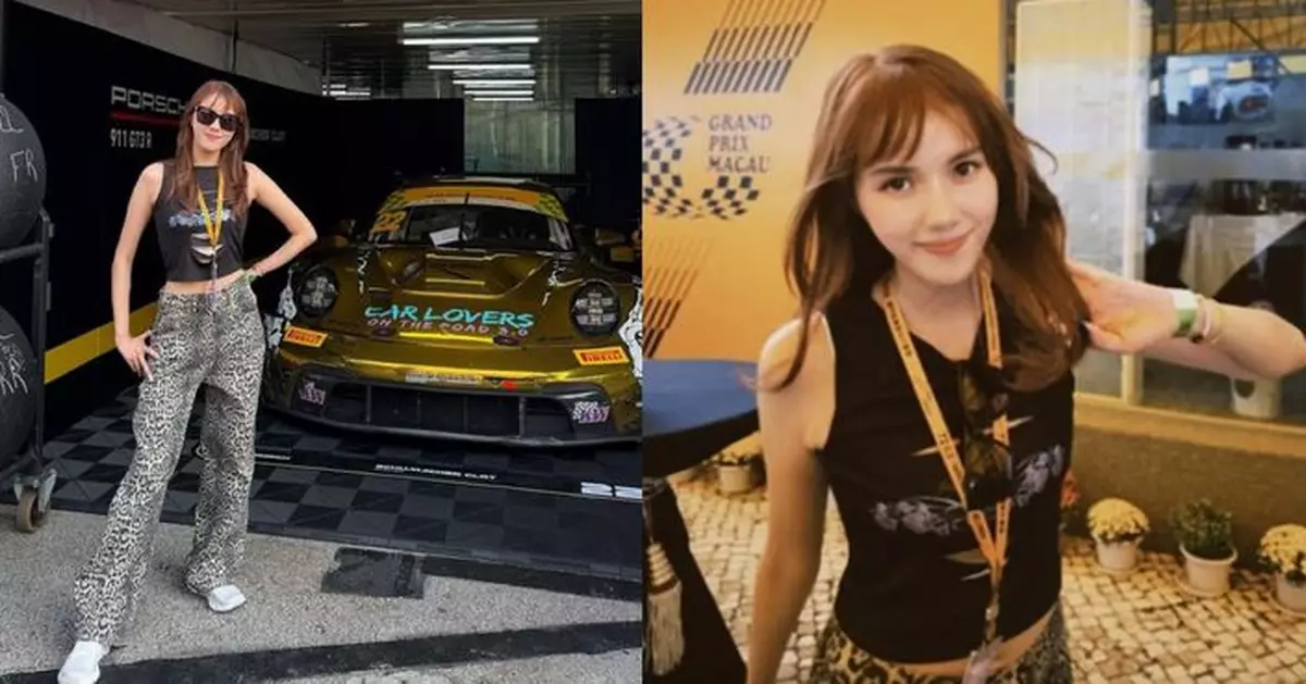 「東張女神」鄧凱文豹紋露臍裝現身賽車場 網民激讚索爆又有型