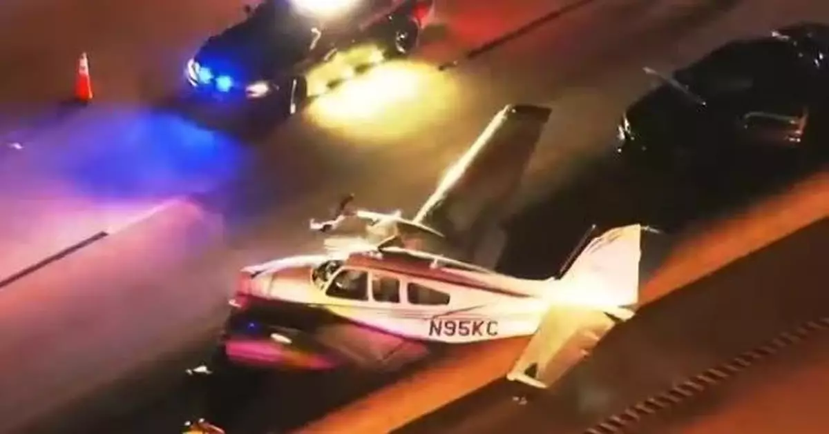 小型飛機故障迫降佛州公路撞毀私家車滿地殘骸 女車主受傷飛行員奇蹟冇事