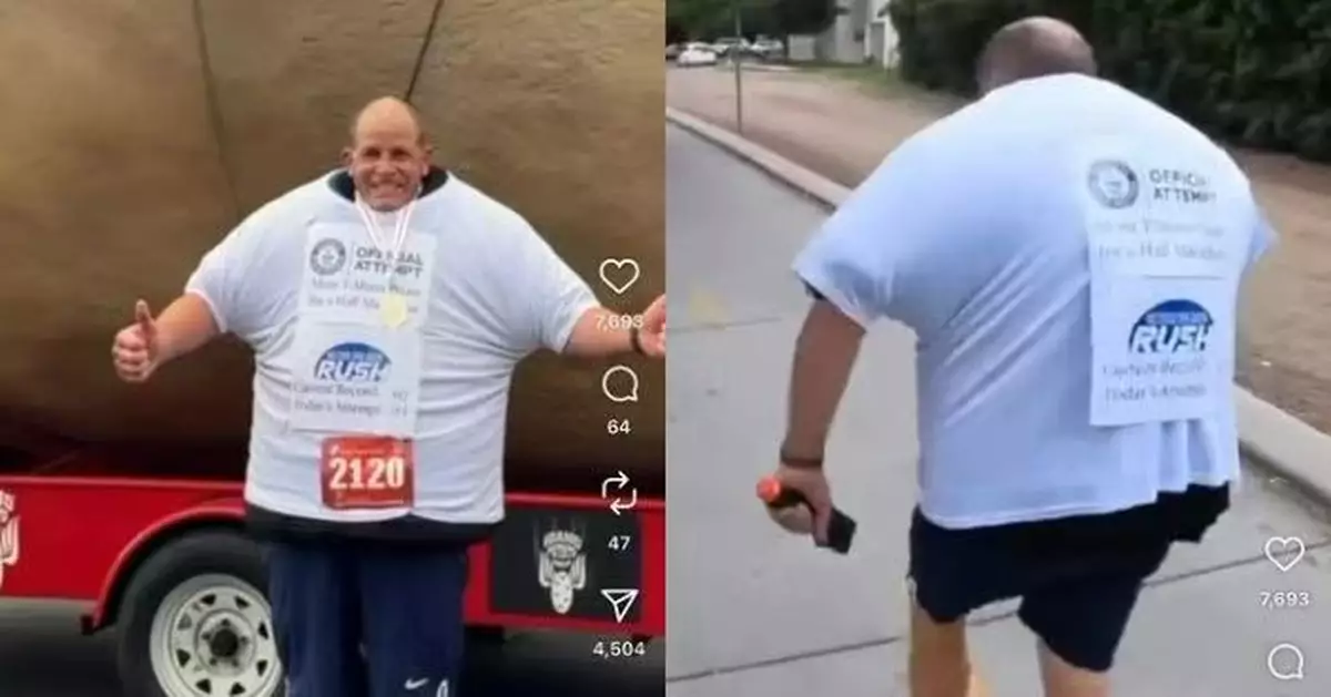 重達逾21KG！美挑戰達人身著137件T恤跑半馬成功奪回世界紀錄