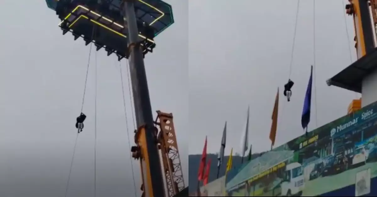 印度高空升降餐廳升至45米突停擺 4客連員工受困2小時獲消防助滑繩脫險