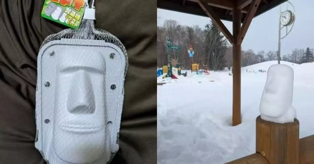 日女購入「摩艾石像」造型雪人模具 成果曝光引網民齊喊想買