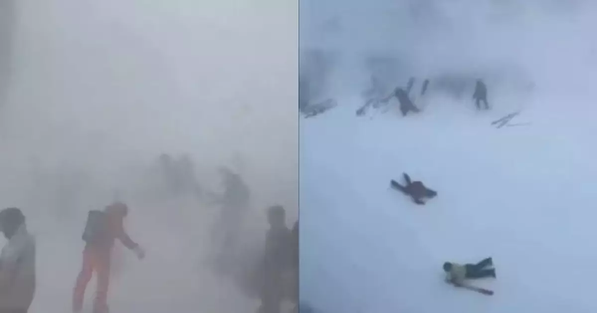 北海道遭強烈暴風雪侵襲 滑雪場遊客難站立被迫匍匐前行