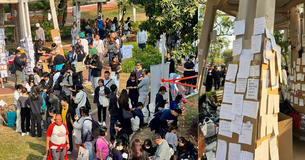 大埔五級火｜市民續到場悼念 有告示指不鼓勵過激字句留言