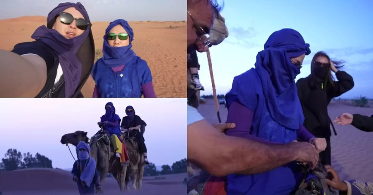 帶阿姐看世界｜孖阮浩棕撒哈拉沙漠騎駱駝睇日出 汪明荃上駱駝晒驚人腰力寶刀未老