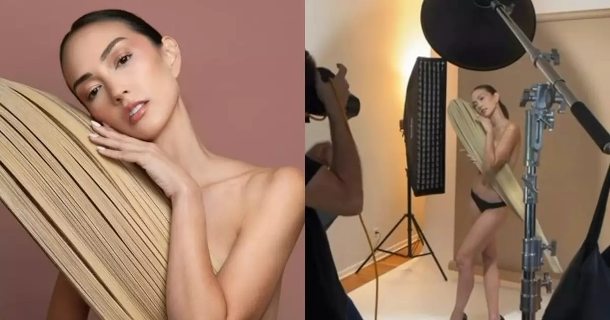 Jessica C. 黑色丁字褲影寫真 僅以樹葉遮擋警鐘胸