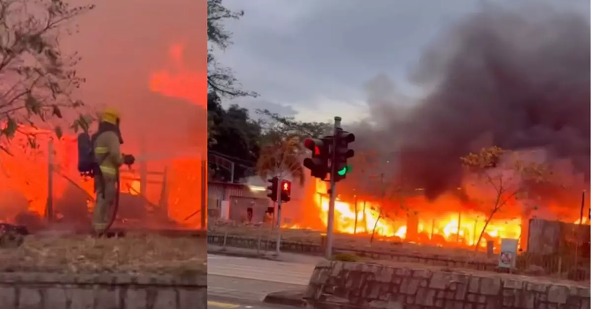 粉嶺沙頭角公路貨倉起火消防38分鐘救熄 附近護老院疏散一男一女不適