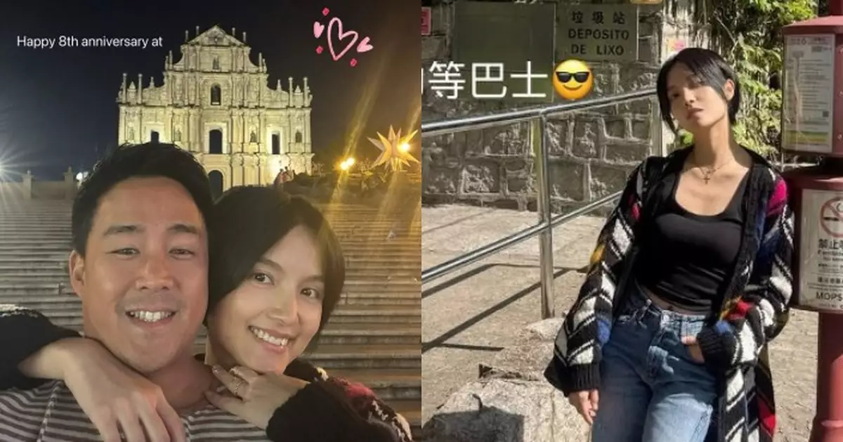 陳嘉寶快閃澳門賀陶婚 同老公互餵葡撻甜到漏