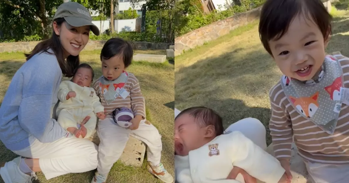 張寶兒坦言擔心大仔會呷細仔醋 2歲袁咕碌手仔拖實弟弟令媽媽放心晒