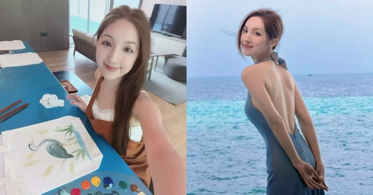 陳海兒遊馬爾代夫連環晒靚相 大露背長裙騷美好身材靚爆鏡