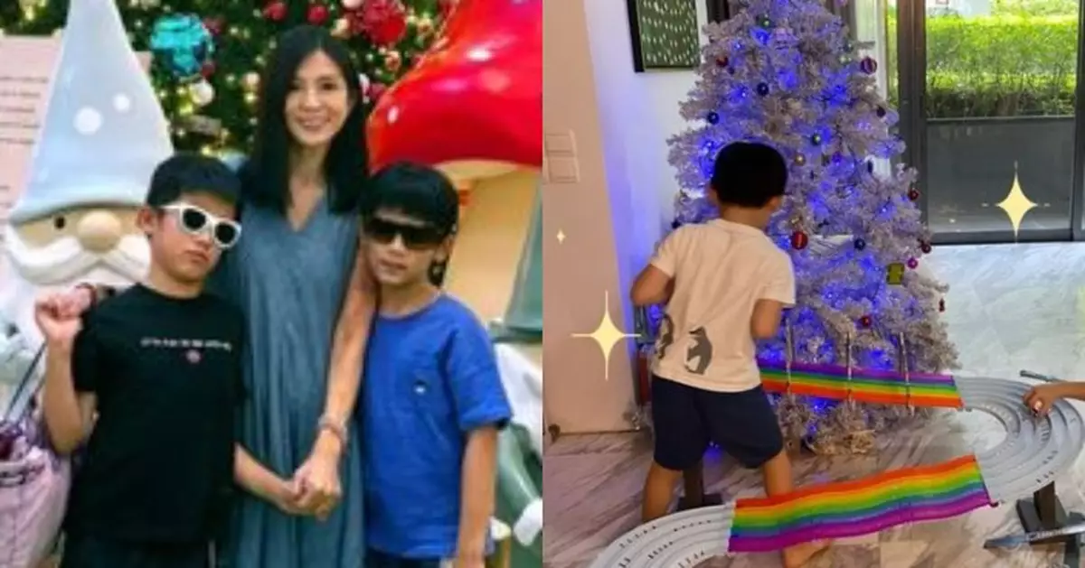 楊采妮罕晒孖仔近照 新加坡豪宅擺放「賽車場」