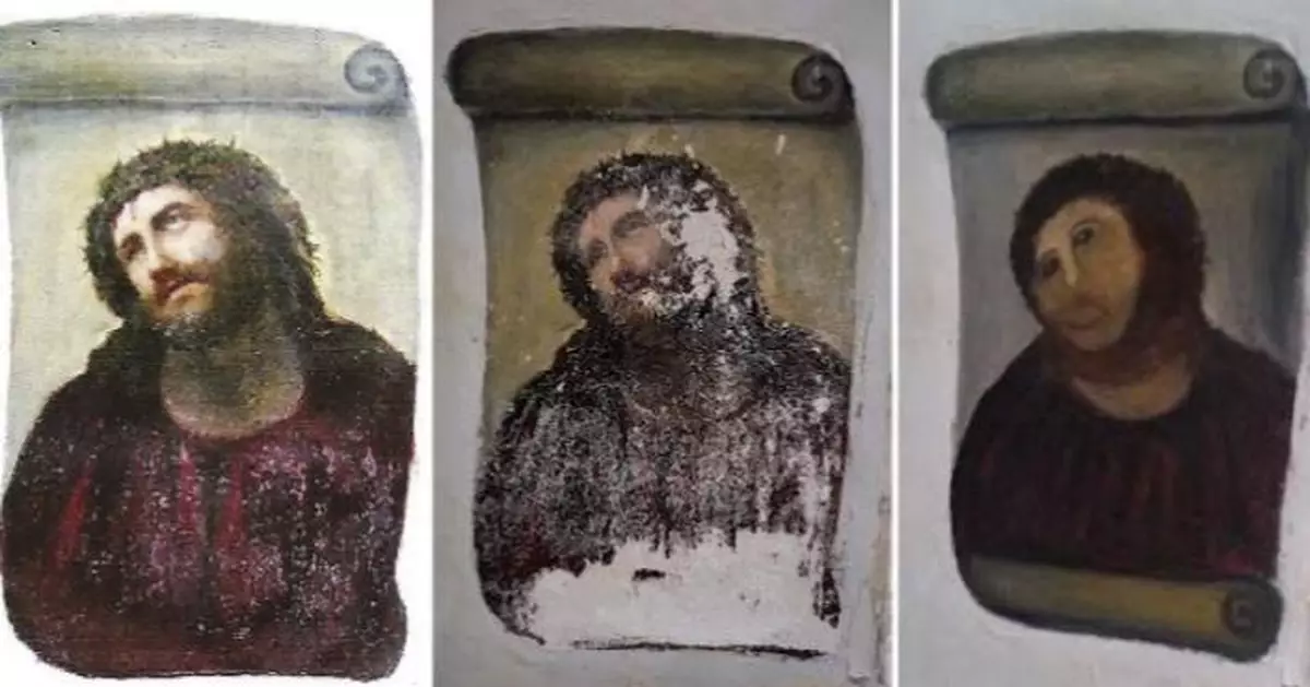 將耶穌壁畫修復成「猴子」爆紅全球 西班牙94歲老婦辭世