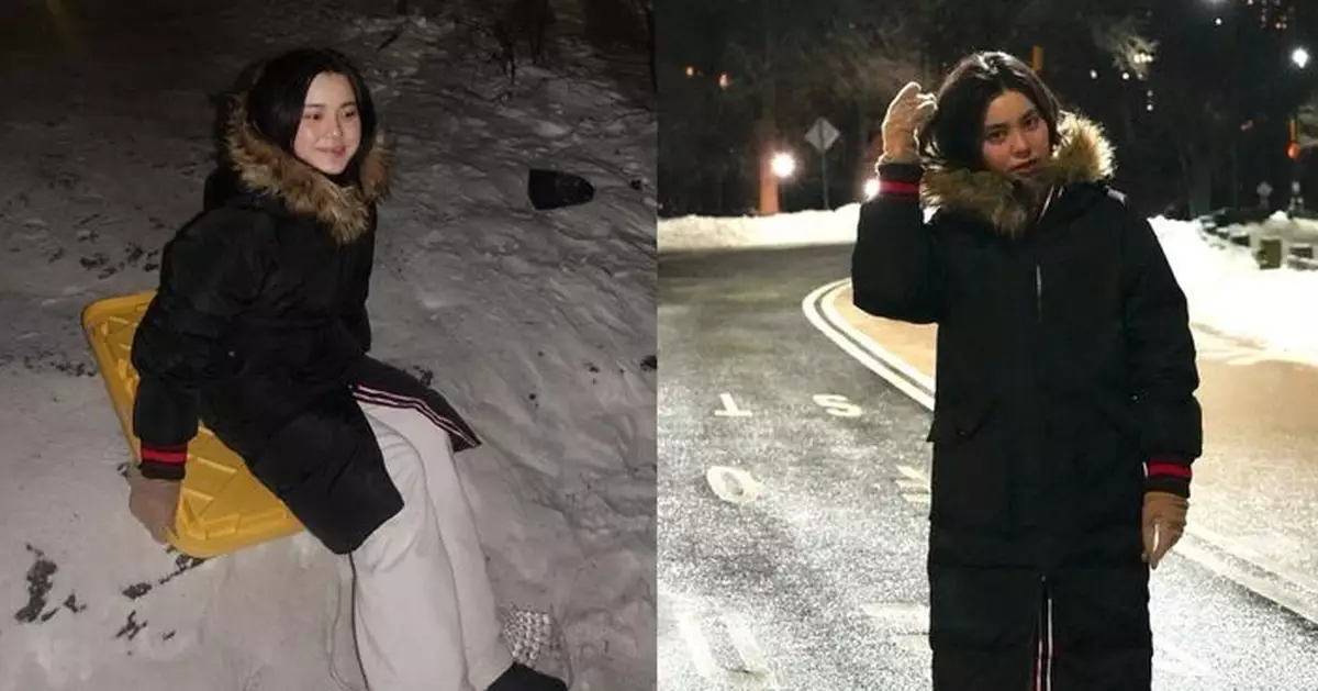 姚焯菲紐約暴風雪後遊中央公園 面頰凍紅粉絲叮囑保暖