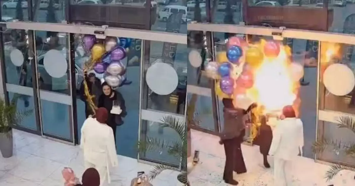 吹蠟燭火花濺氫氣球引爆炸 烏茲別克壽星與友人遭火球吞噬幸僅輕傷