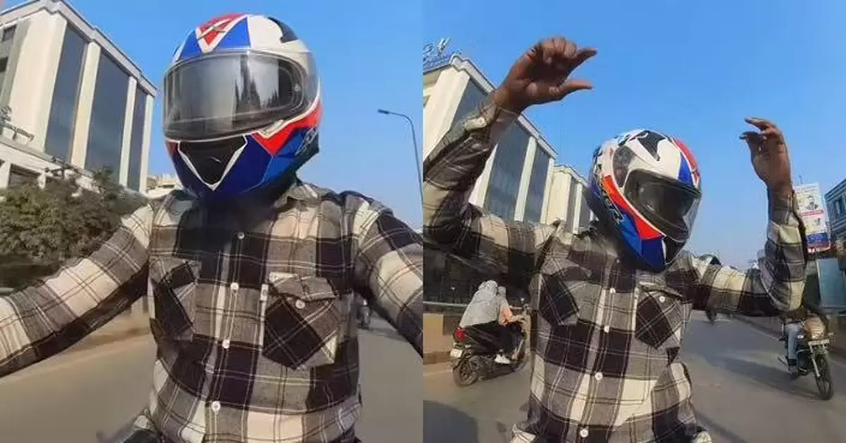 騎車突遭風箏線纏頸 印度騎士戴全罩式頭盔免被「割喉」僅受輕傷