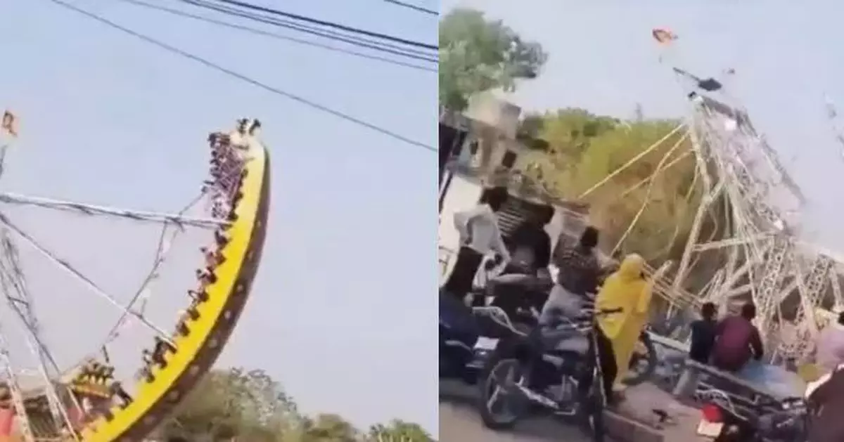 高速俯衝中途突斷裂 印度嘉年華遊樂設施倒塌致14名學生受傷送院