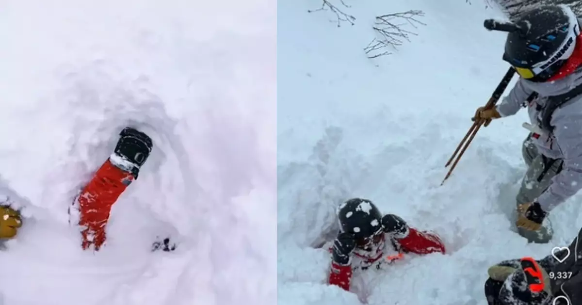 雪堆冒出「神秘手臂」 瑞士男驚揭滑雪客遭活埋急挖50cm厚雪救人