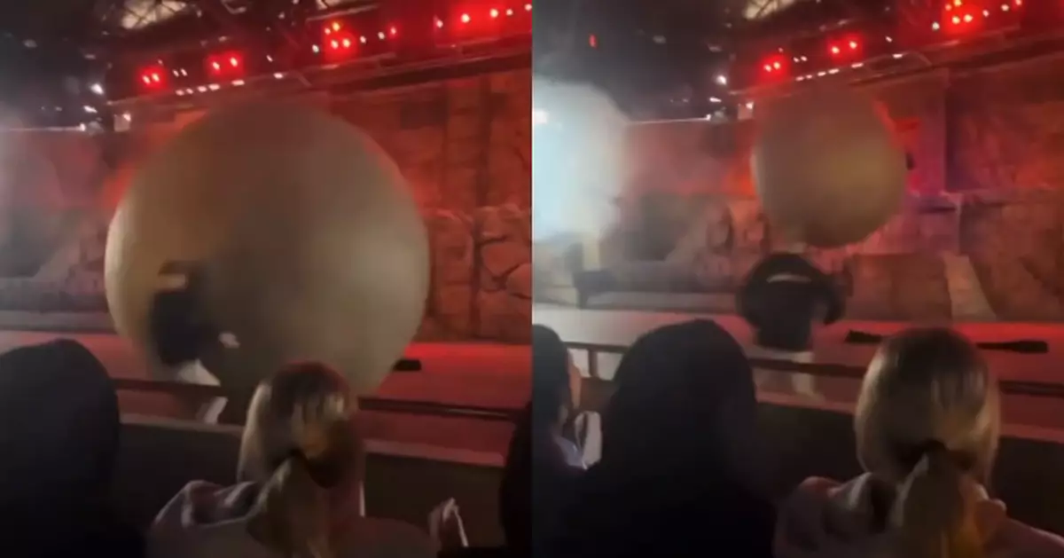 180kg巨石衝向觀眾！美迪士尼員工「肉身阻擋」遭瞬間擊倒畫面曝光