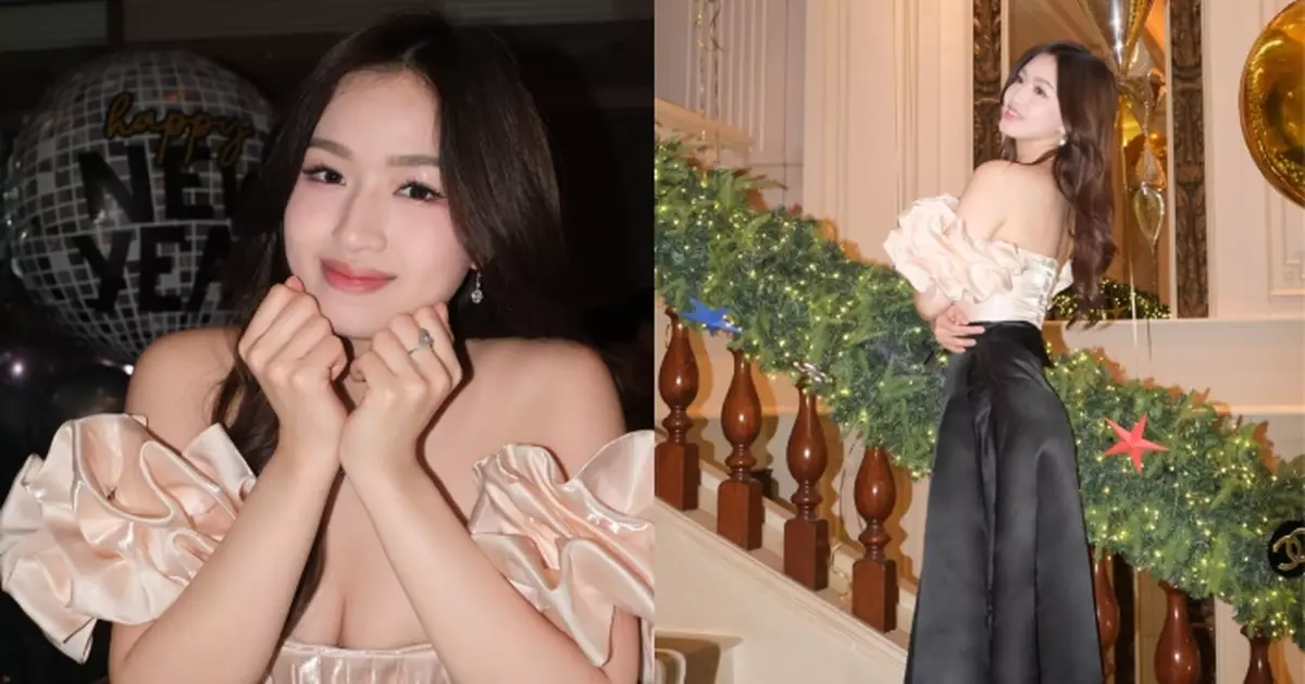 最上鏡兼友誼小姐李尹嫣晒靚相迎新一年 低胸晚裝展傲人身材性感又甜美