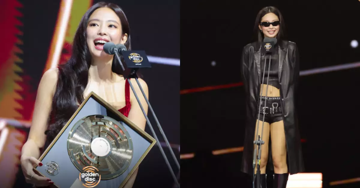 Jennie橫掃金唱片成為四冠王 壓軸舞台女王氣場征服全場