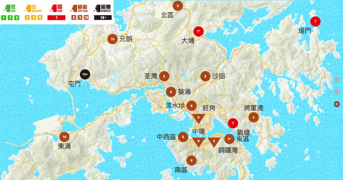 本港部分地區空氣質素健康指數達嚴重級別 當局籲市民減戶外逗留時間