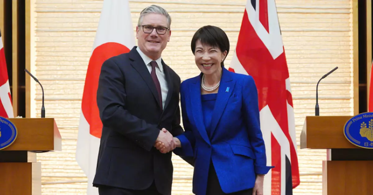 英國首相施紀賢轉抵日本訪問 與日揆高市早苗舉行會談