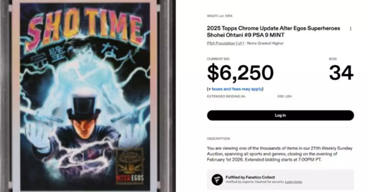 大谷翔平「巫師卡」拍出82萬天價！稀有球員卡設計獨特 藏家瘋狂競標