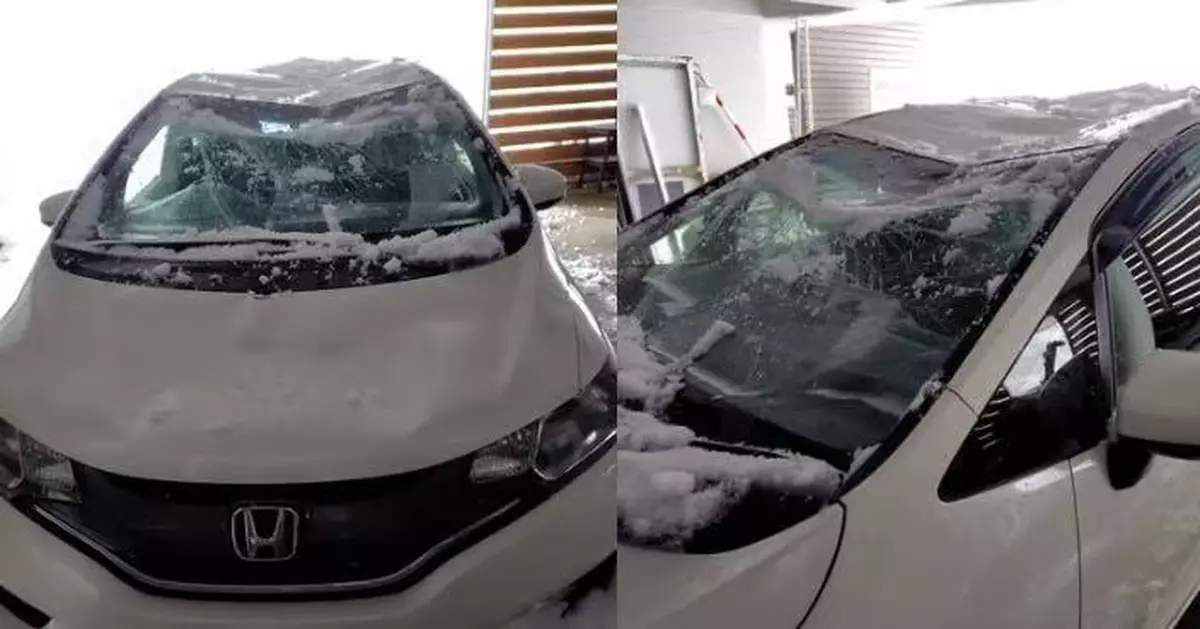 日女愛車泊建築物旁遭崩落屋頂積雪壓扁 車頂凹陷呈V字形