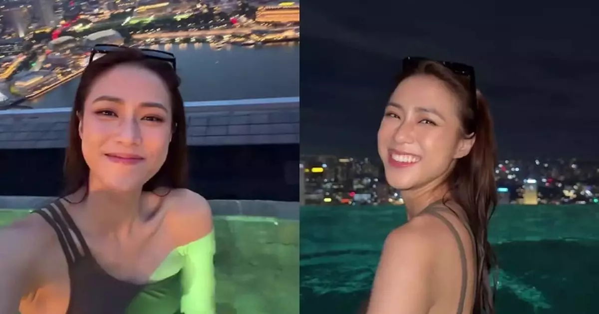 劉穎鏇新加坡歎假期 斜膊泳裝現身無邊際泳池曲線盡出