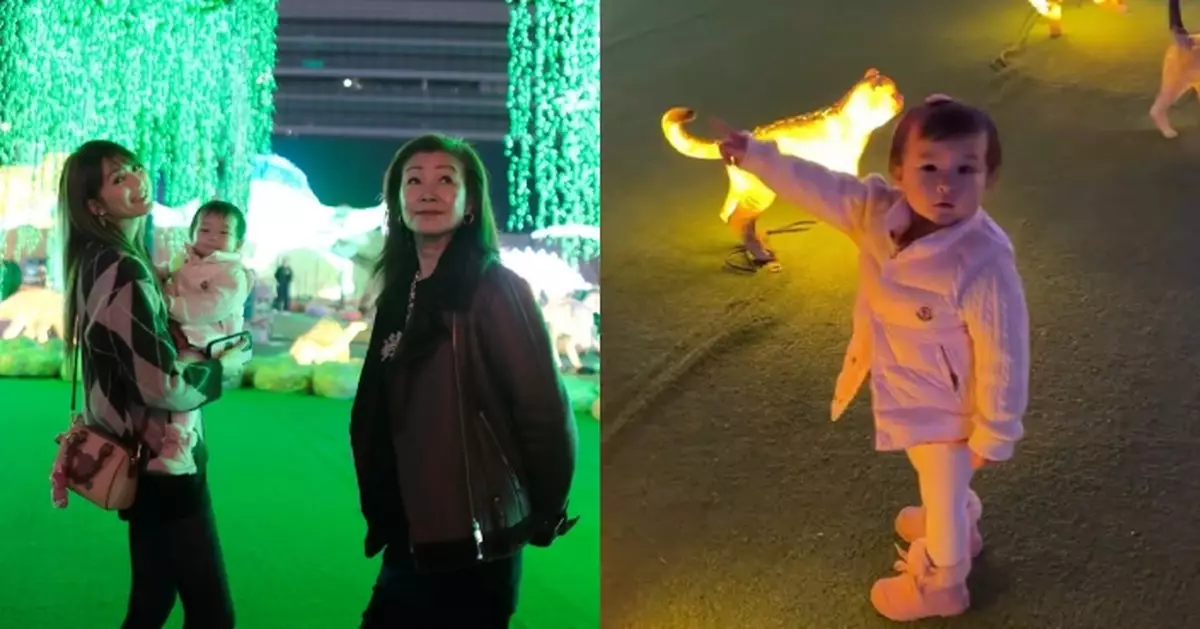 連詩雅三代同堂睇燈飾 1歲半小星星好奇樣好得意