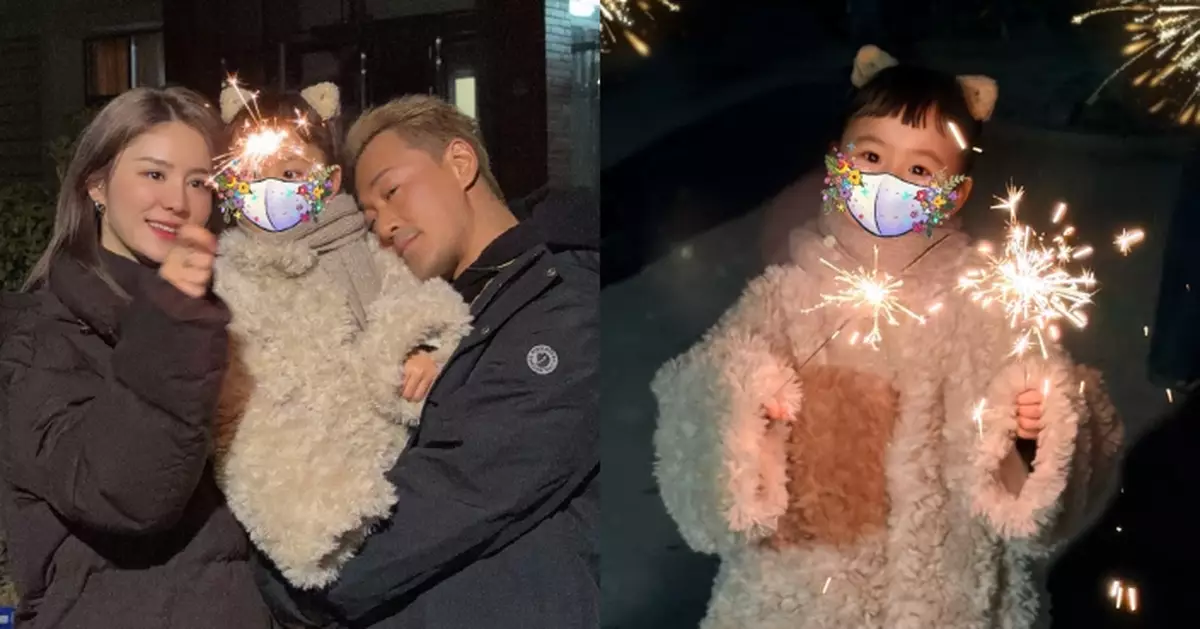 林峯陪老婆返娘家過年玩煙花 5歲Luna眉眼繼承父母優點好可愛