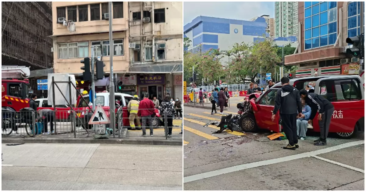 油麻地有私家車與的士相撞　6人傷送院